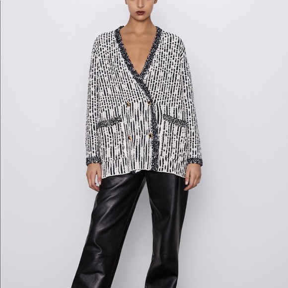 ZARA Structured Knit Jacket - Picture 2 of 5